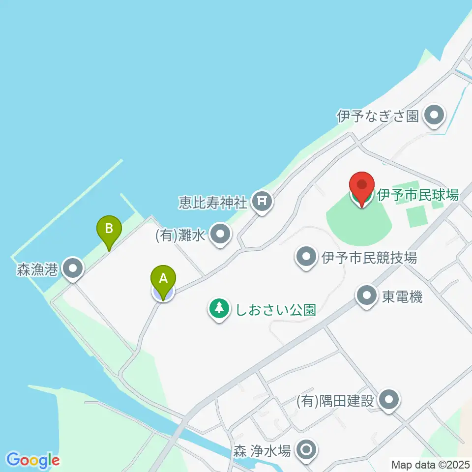 伊予市民球場周辺の駐車場・コインパーキング一覧地図