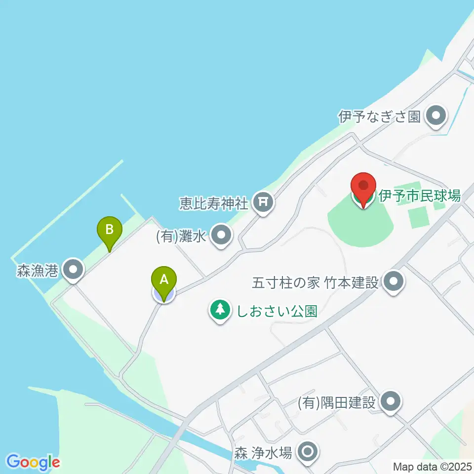 伊予市民球場周辺の駐車場・コインパーキング一覧地図