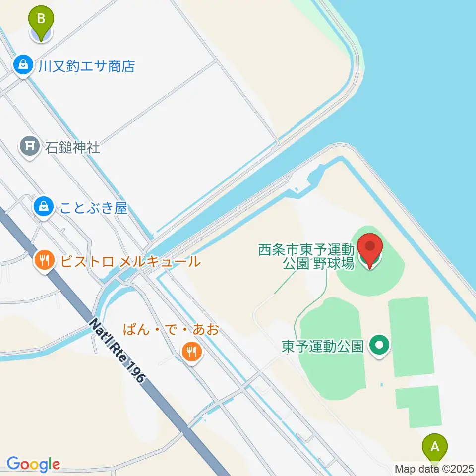 西条市東予運動公園野球場周辺の駐車場・コインパーキング一覧地図
