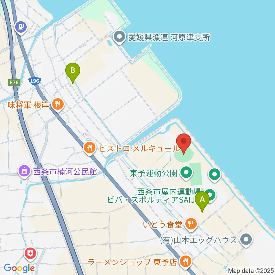 西条市東予運動公園野球場周辺の駐車場・コインパーキング一覧地図