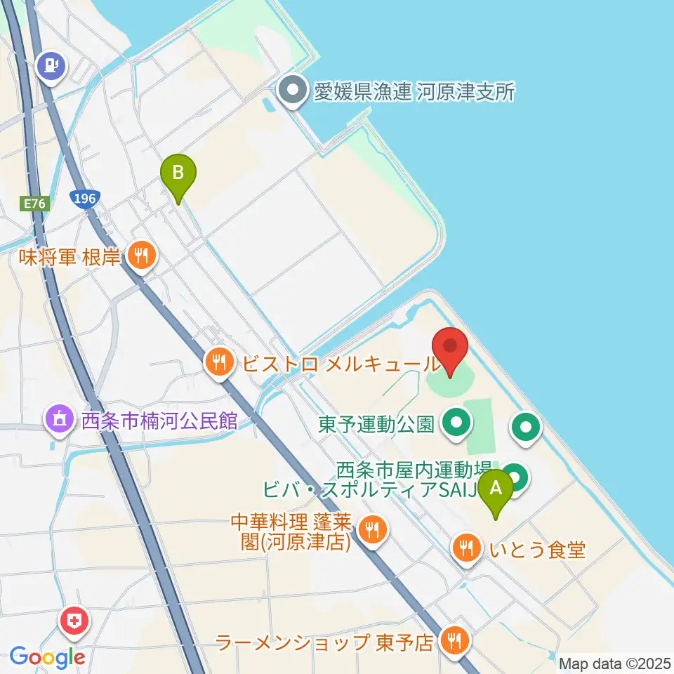 西条市東予運動公園野球場周辺の駐車場・コインパーキング一覧地図