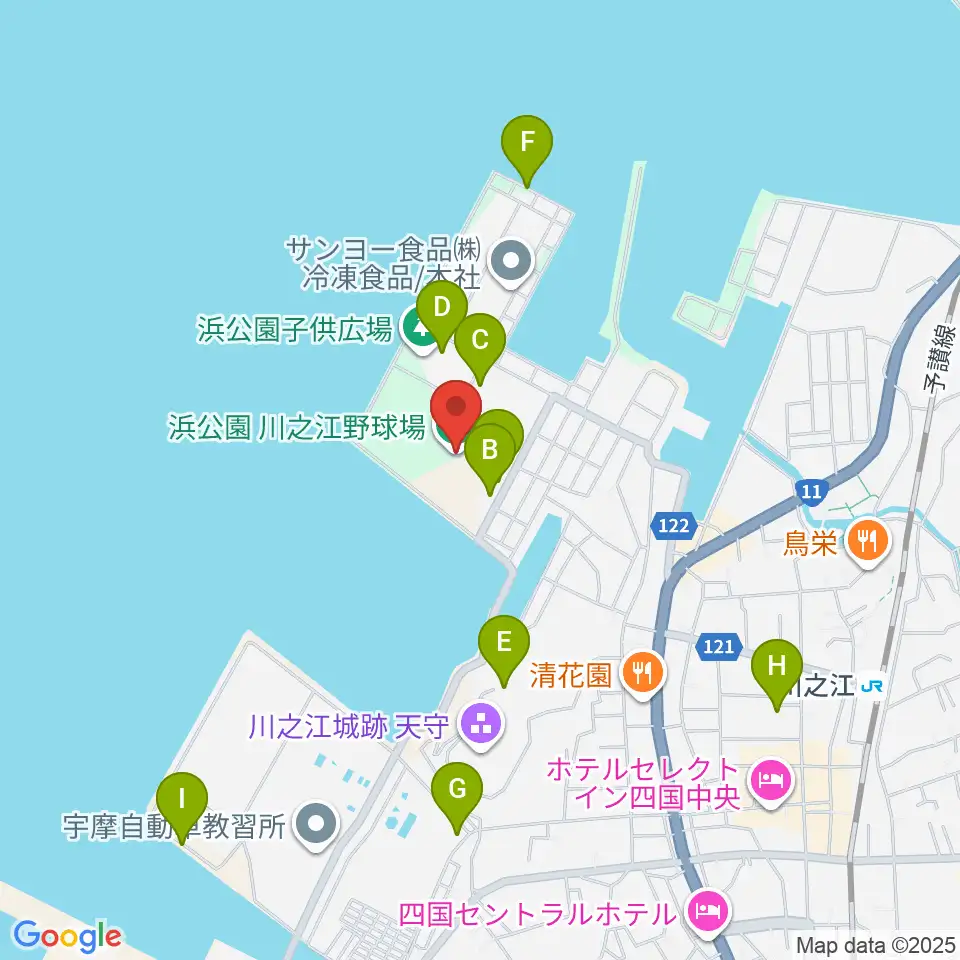 浜公園川之江野球場周辺の駐車場・コインパーキング一覧地図