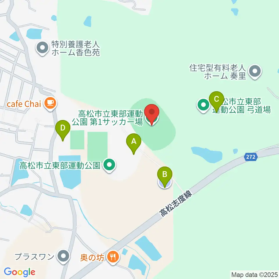 高松市立東部運動公園サッカー場周辺の駐車場・コインパーキング一覧地図