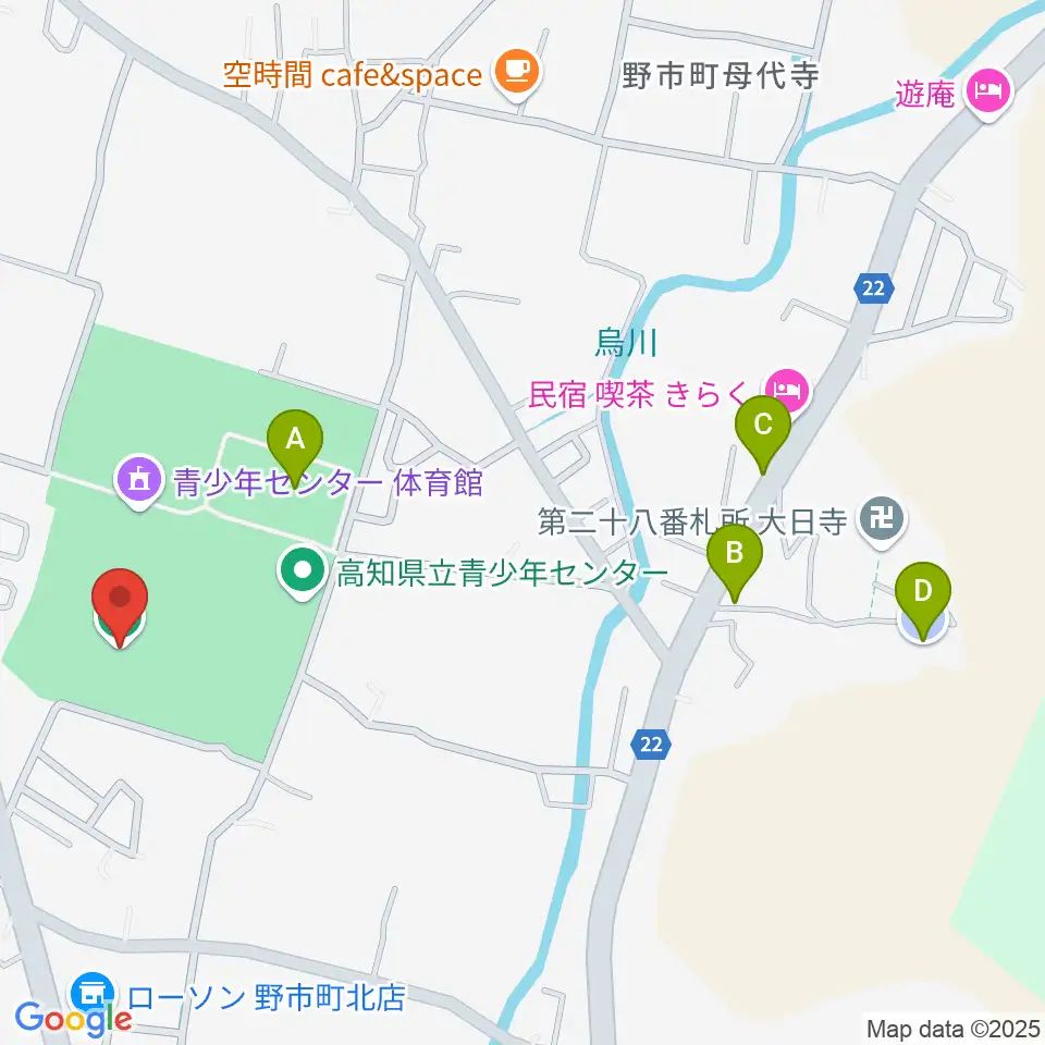 高知県立青少年センター陸上競技場周辺の駐車場・コインパーキング一覧地図