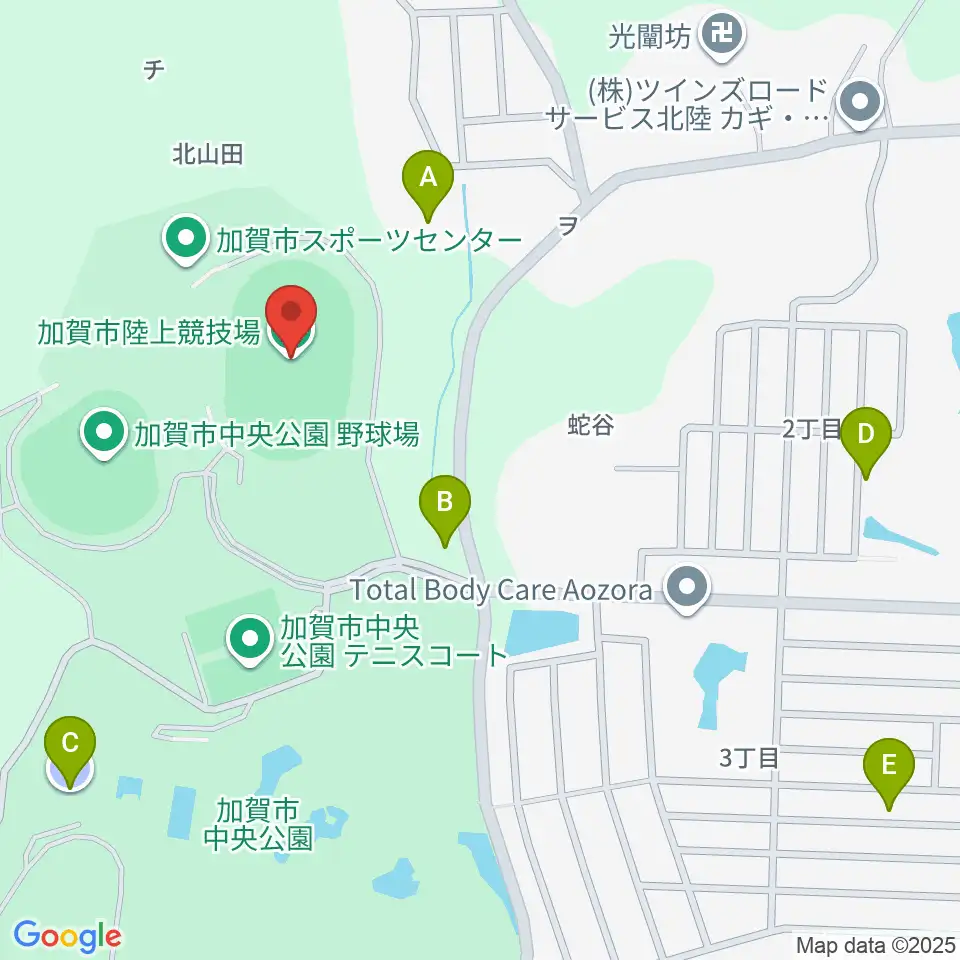 加賀市陸上競技場周辺の駐車場・コインパーキング一覧地図
