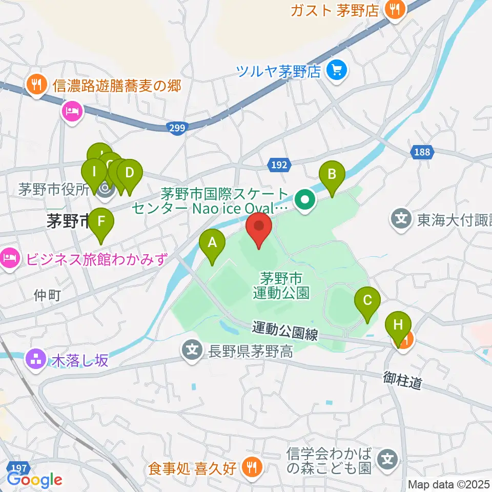 茅野市運動公園陸上競技場周辺の駐車場・コインパーキング一覧地図