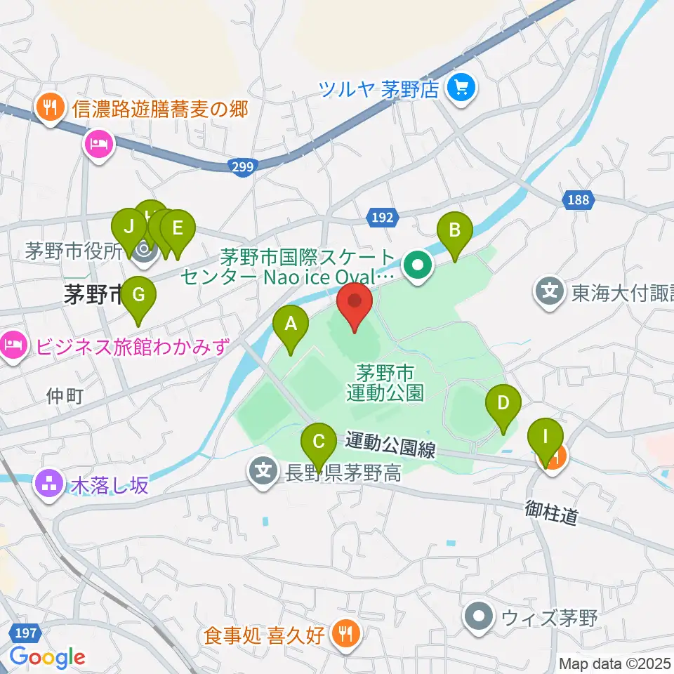 茅野市運動公園陸上競技場周辺の駐車場・コインパーキング一覧地図