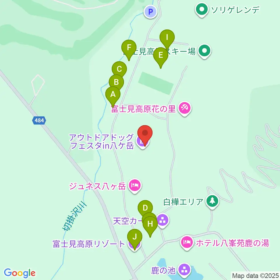 富士見高原八ヶ岳陸上競技場周辺の駐車場・コインパーキング一覧地図