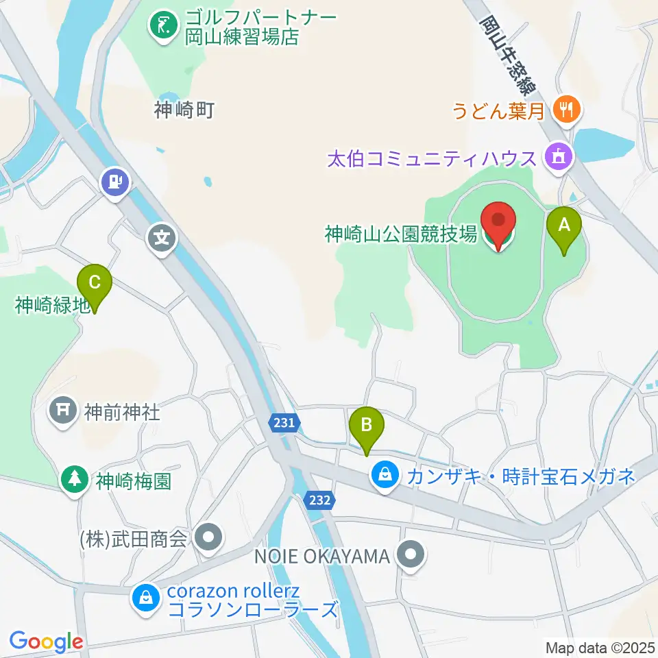 神崎山公園競技場周辺の駐車場・コインパーキング一覧地図