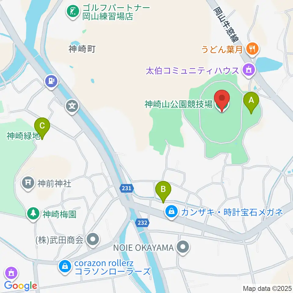 神崎山公園競技場周辺の駐車場・コインパーキング一覧地図