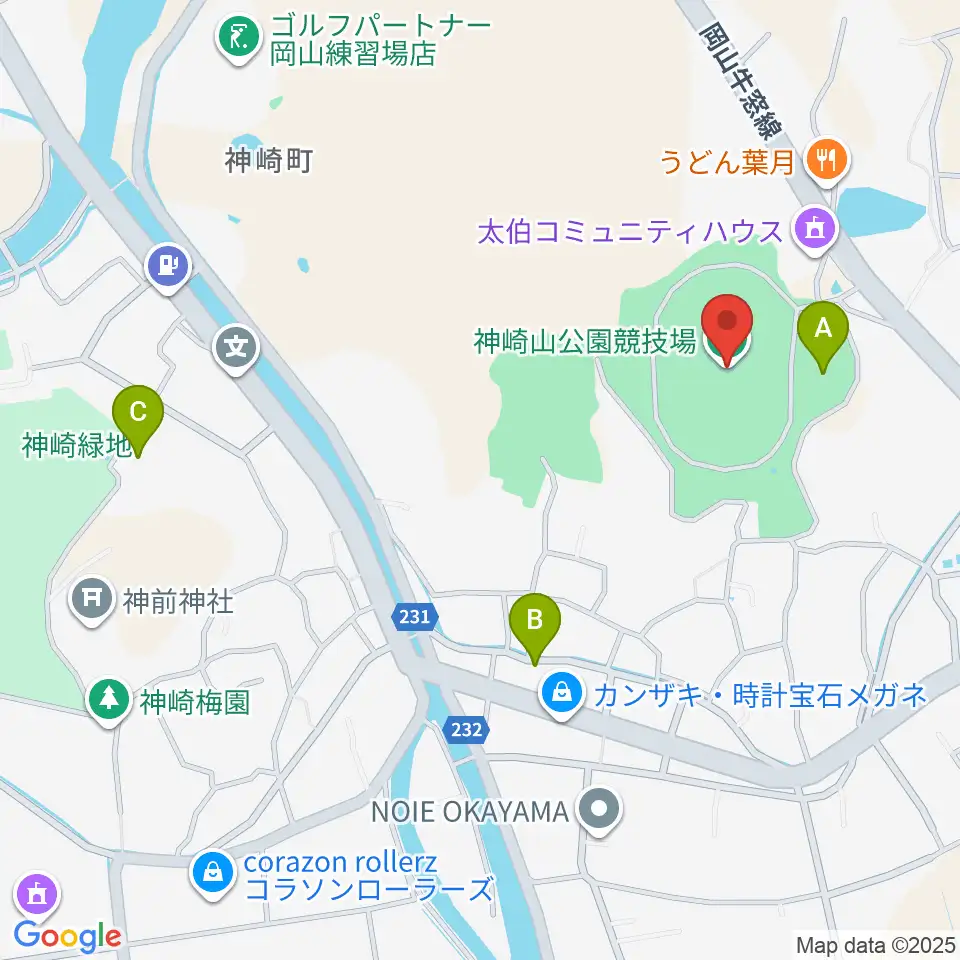 神崎山公園競技場周辺の駐車場・コインパーキング一覧地図