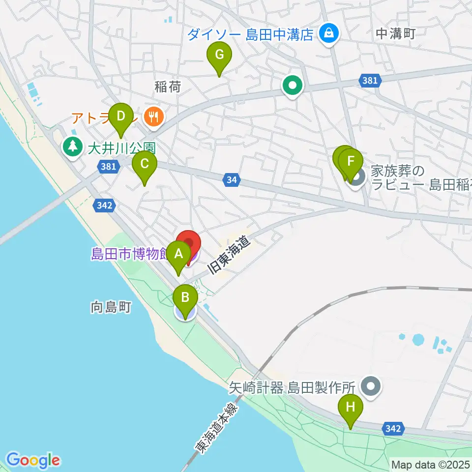 島田市博物館周辺の駐車場・コインパーキング一覧地図