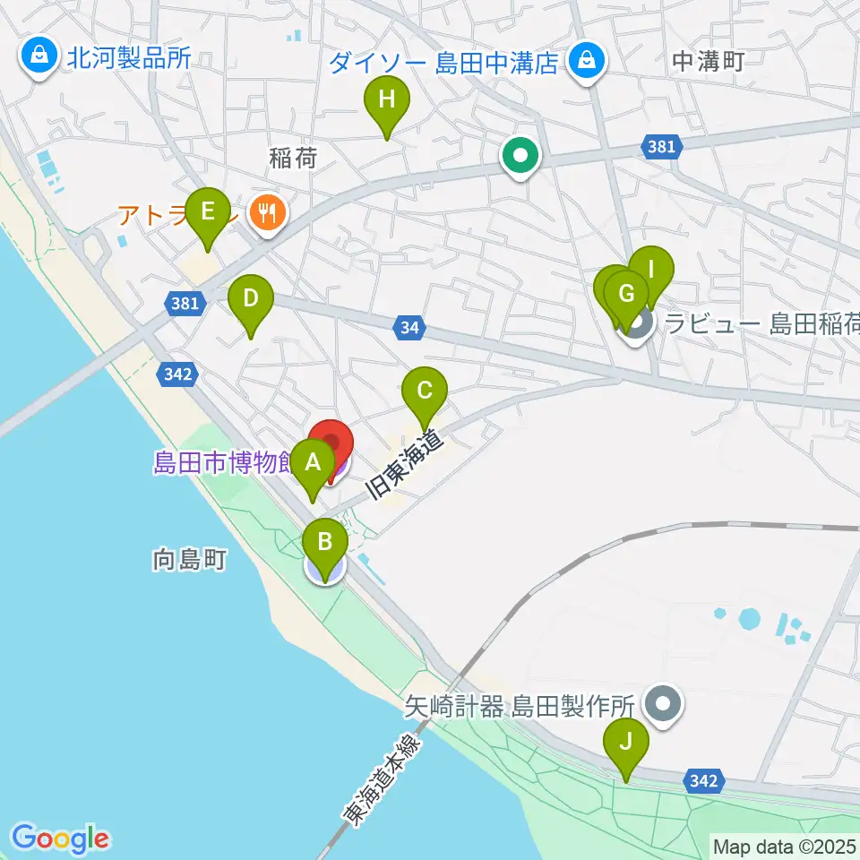 島田市博物館周辺の駐車場・コインパーキング一覧地図