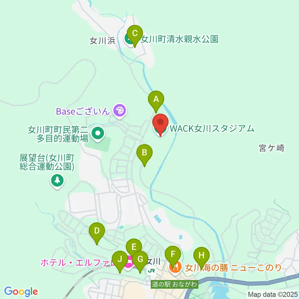 WACK女川スタジアム周辺の駐車場・コインパーキング一覧地図