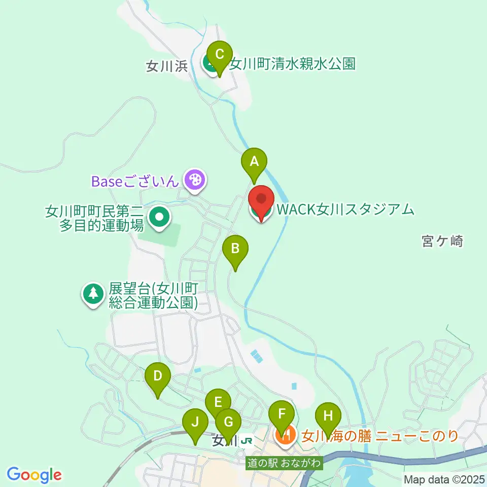 WACK女川スタジアム周辺の駐車場・コインパーキング一覧地図