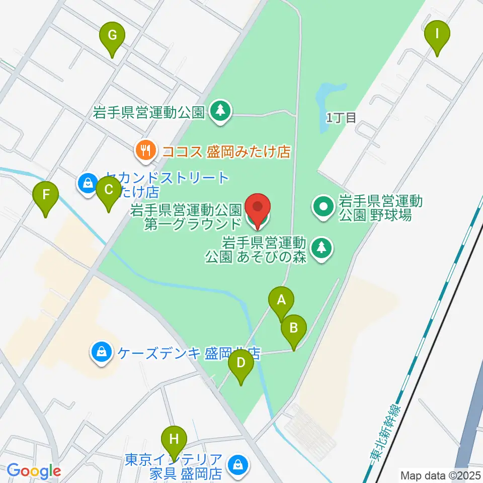 岩手県営運動公園グラウンド周辺の駐車場・コインパーキング一覧地図