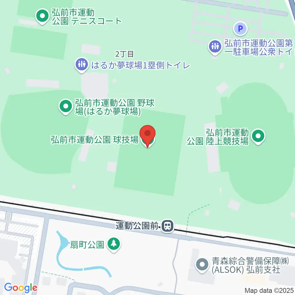 弘前市運動公園球技場周辺の駐車場・コインパーキング一覧地図