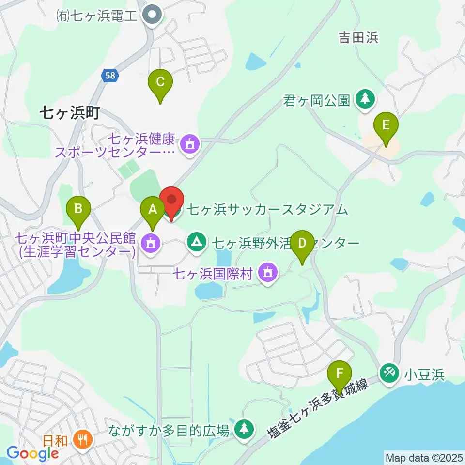 七ヶ浜サッカースタジアム周辺の駐車場・コインパーキング一覧地図