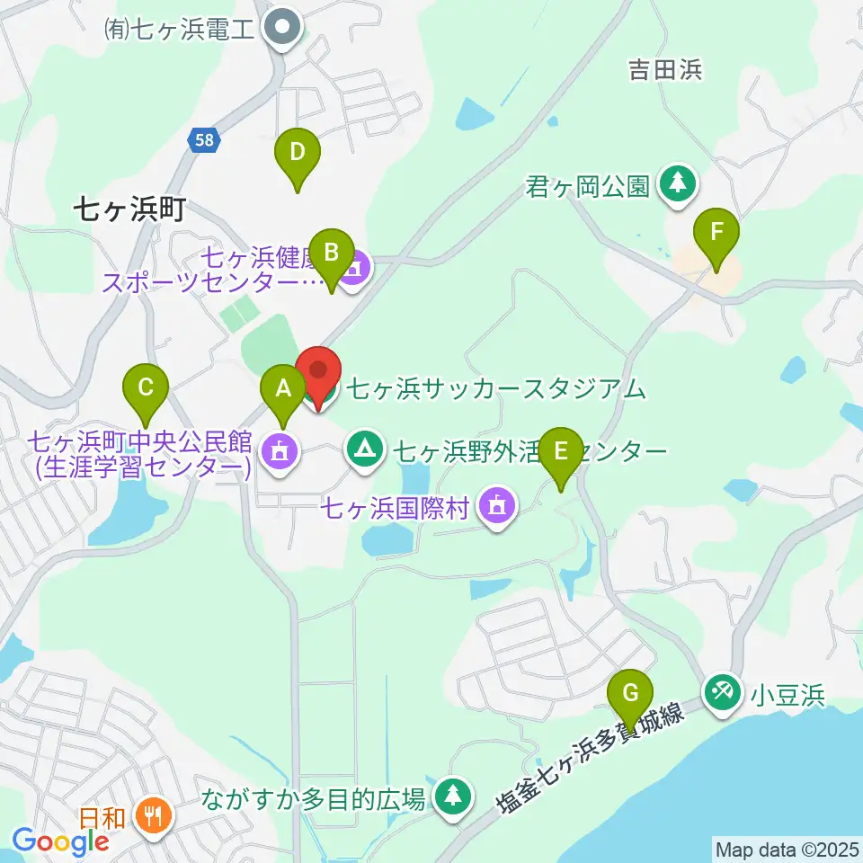 七ヶ浜サッカースタジアム周辺の駐車場・コインパーキング一覧地図