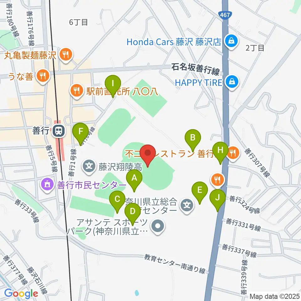 アサンテスポーツパーク陸上競技場周辺の駐車場・コインパーキング一覧地図