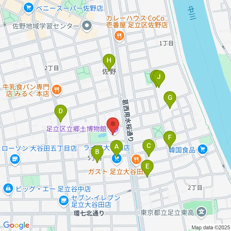 足立区立郷土博物館周辺の駐車場・コインパーキング一覧地図