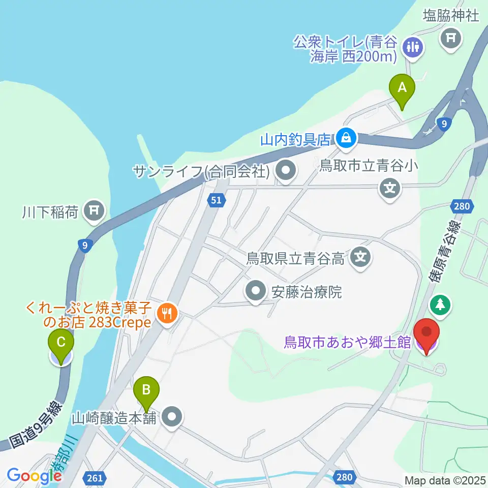 鳥取市あおや郷土館周辺の駐車場・コインパーキング一覧地図