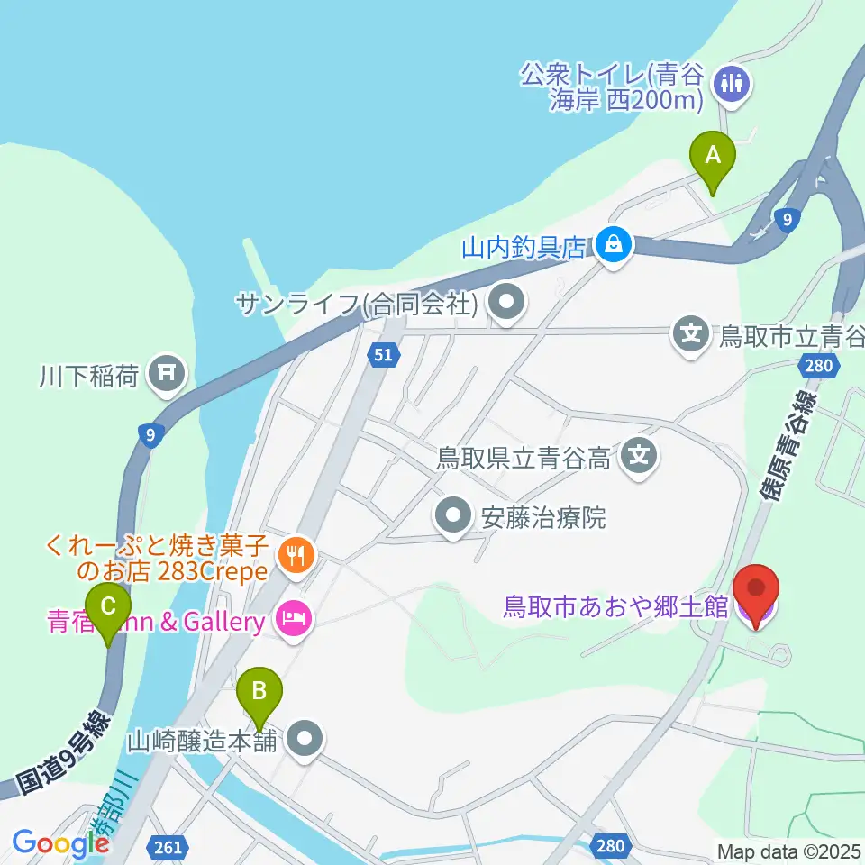 鳥取市あおや郷土館周辺の駐車場・コインパーキング一覧地図