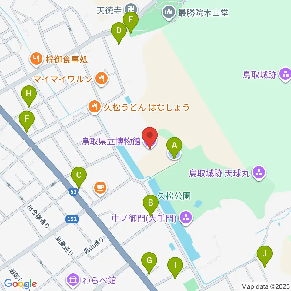 鳥取県立博物館周辺の駐車場・コインパーキング一覧地図
