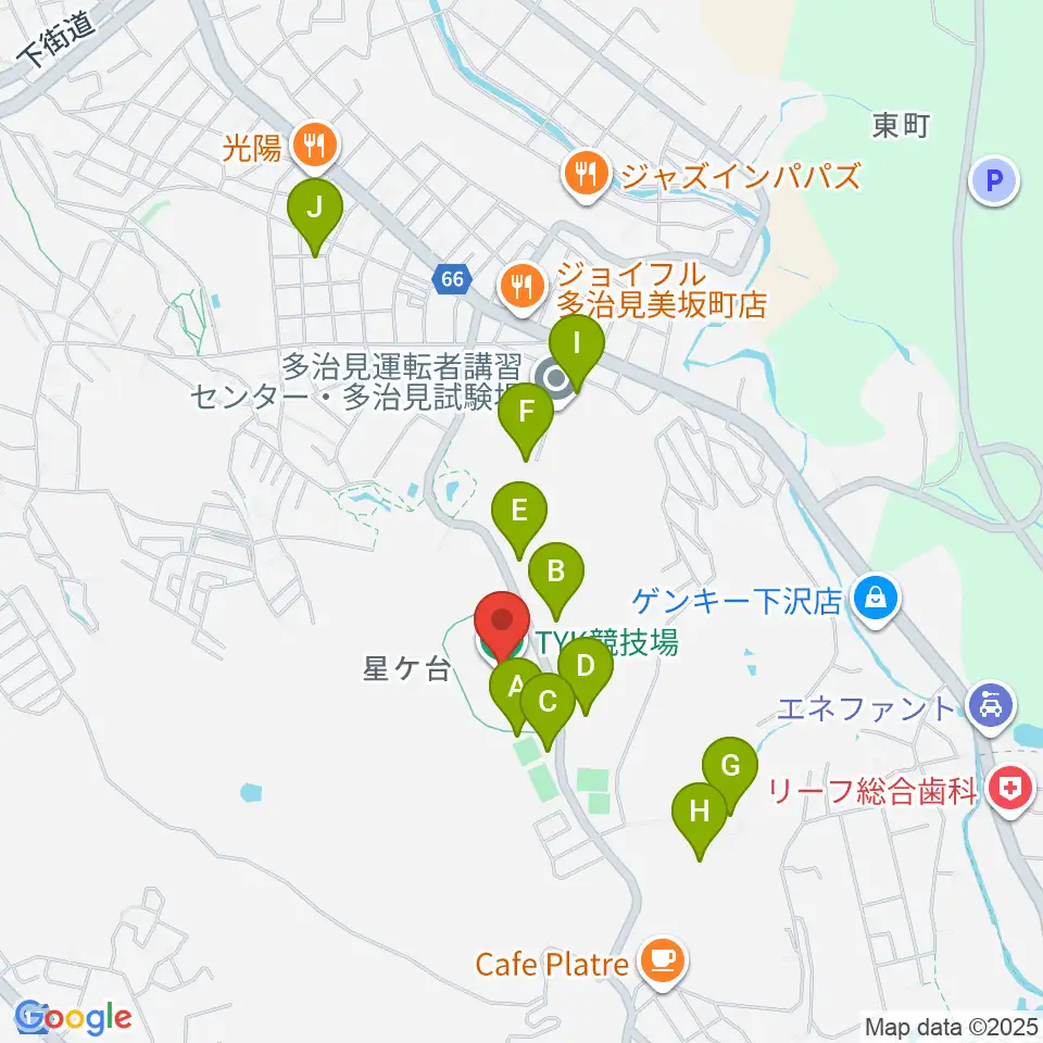 TYK競技場周辺の駐車場・コインパーキング一覧地図
