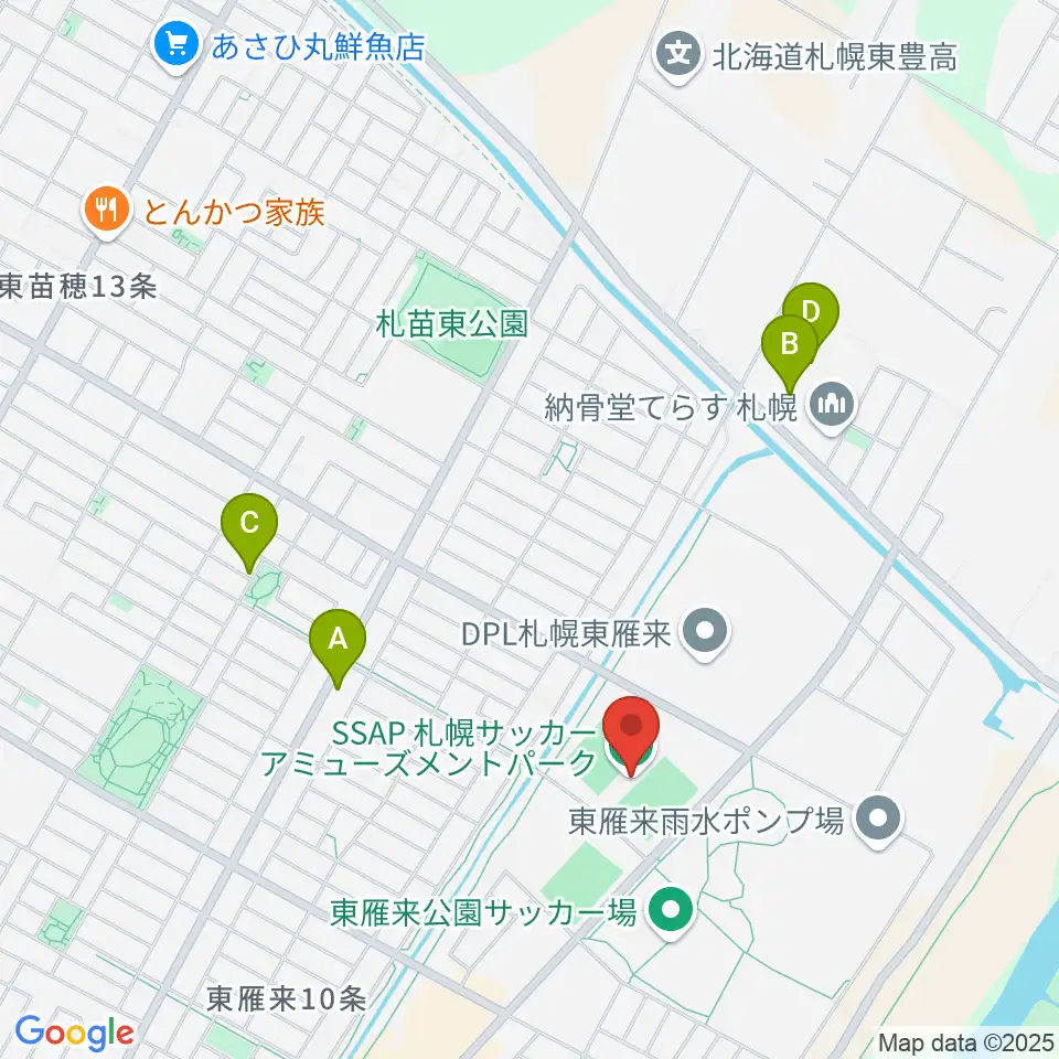 札幌サッカーアミューズメントパーク周辺の駐車場・コインパーキング一覧地図