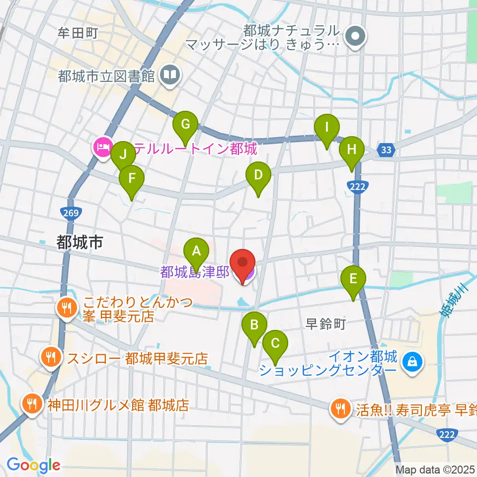 都城島津邸周辺の駐車場・コインパーキング一覧地図