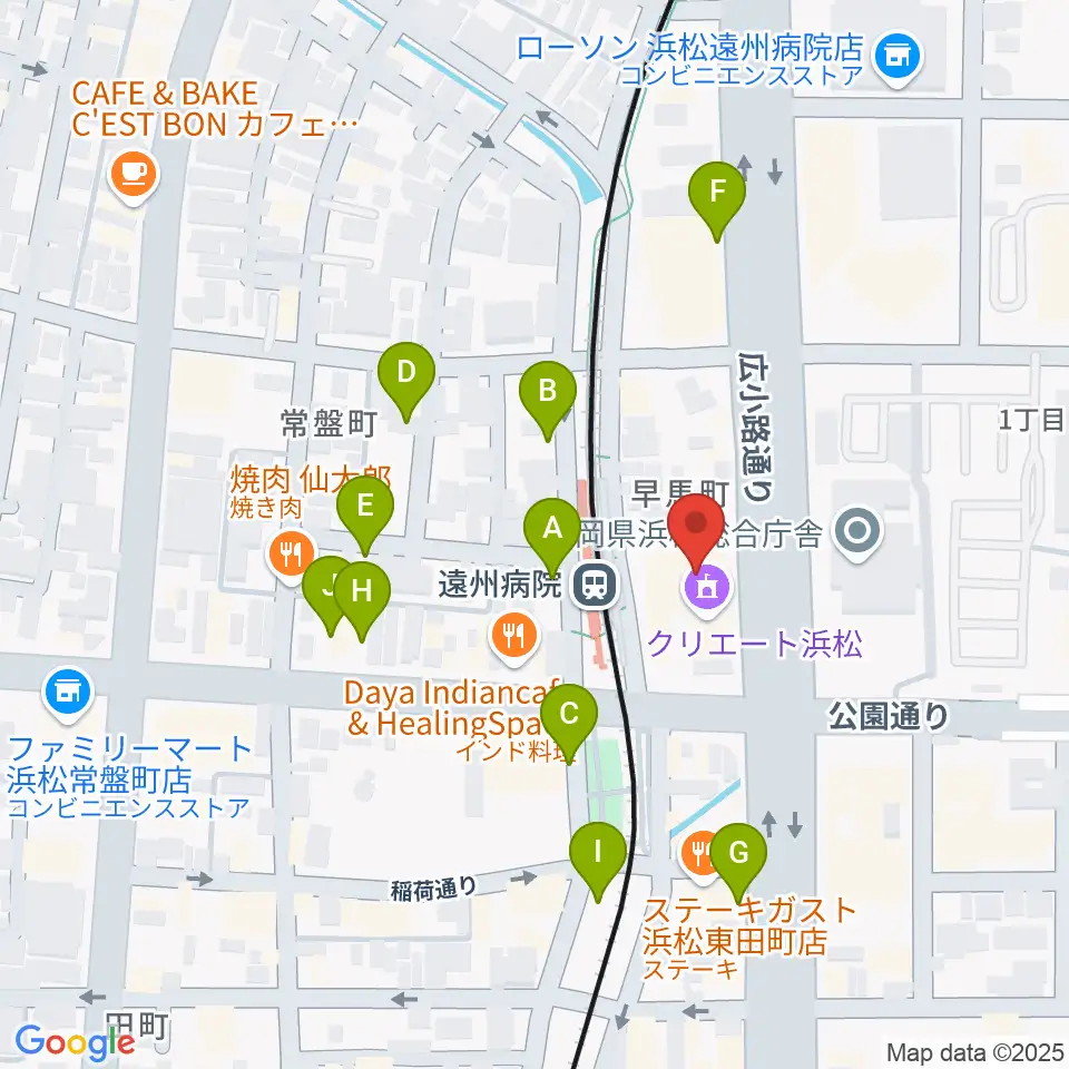 浜松文芸館周辺の駐車場・コインパーキング一覧地図