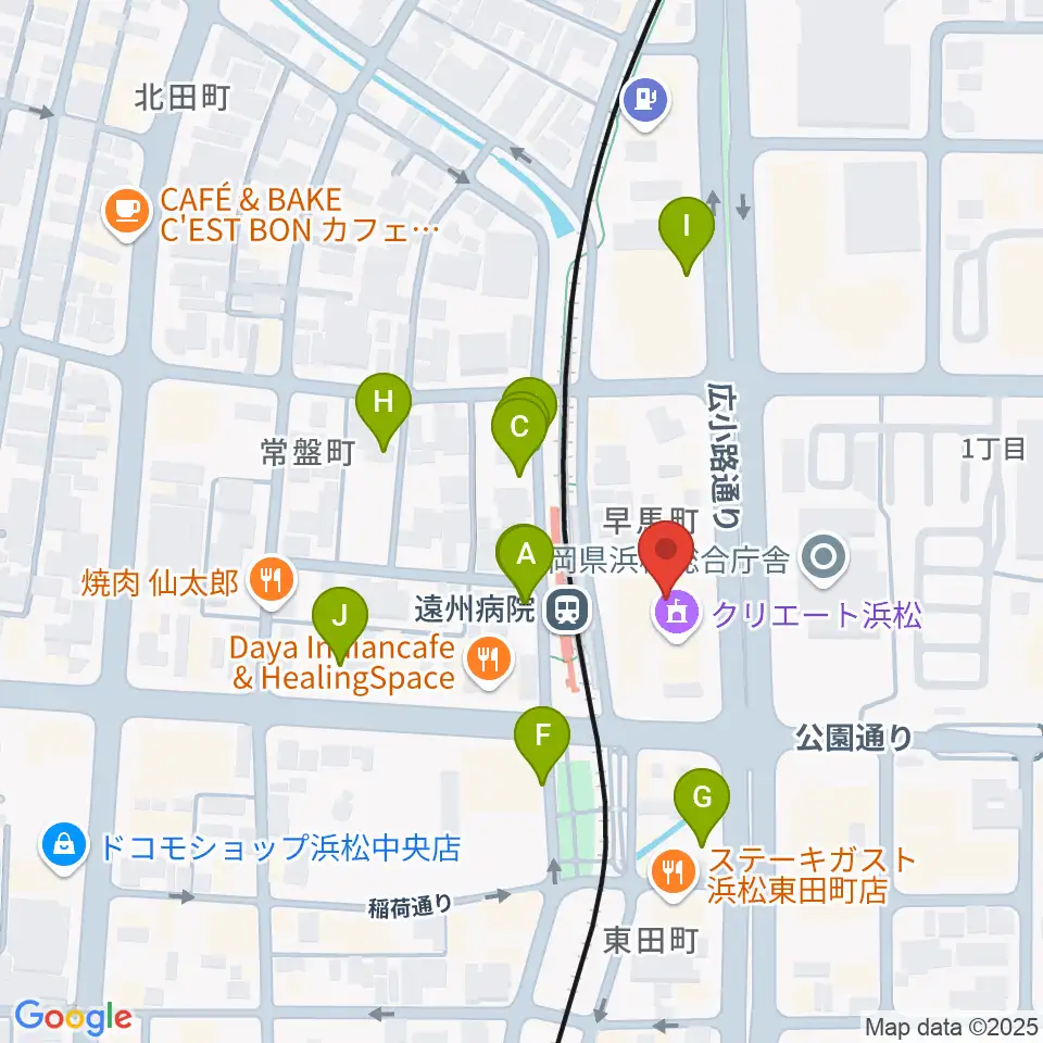浜松文芸館周辺の駐車場・コインパーキング一覧地図