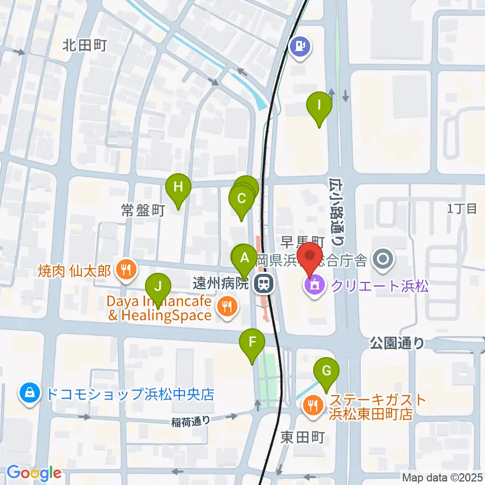 浜松文芸館周辺の駐車場・コインパーキング一覧地図