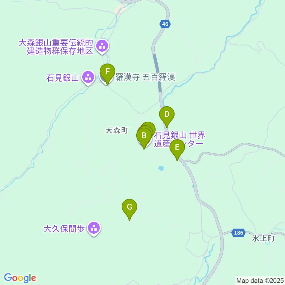 石見銀山世界遺産センター周辺の駐車場・コインパーキング一覧地図