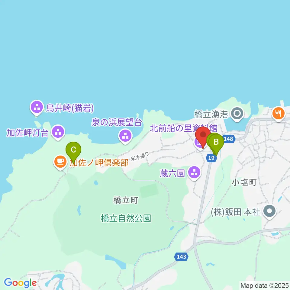 加賀市北前船の里資料館周辺の駐車場・コインパーキング一覧地図