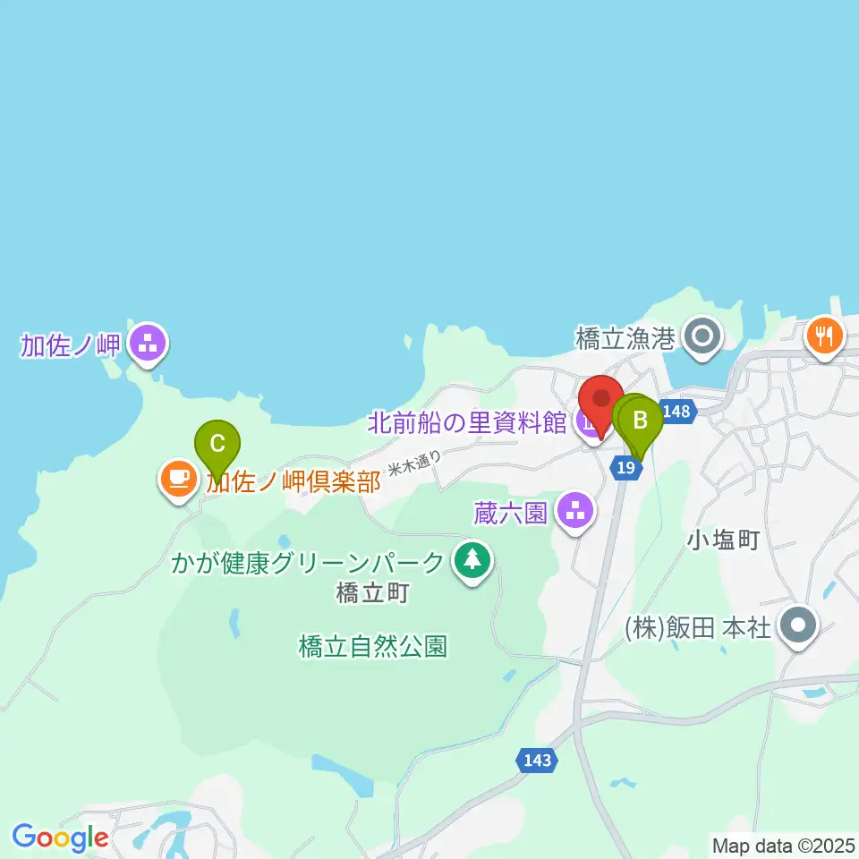 加賀市北前船の里資料館周辺の駐車場・コインパーキング一覧地図