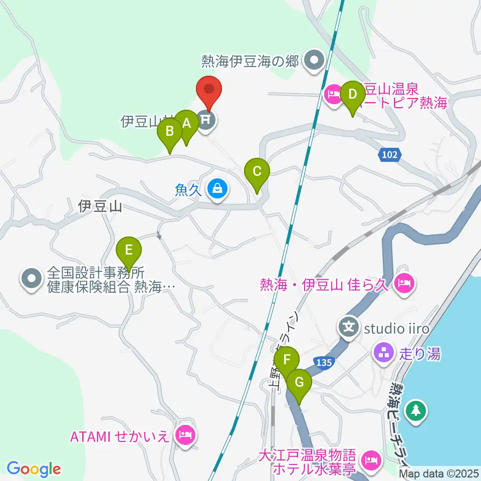 熱海市立伊豆山郷土資料館周辺の駐車場・コインパーキング一覧地図