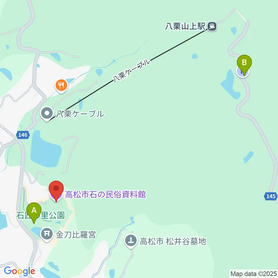 高松市石の民俗資料館周辺の駐車場・コインパーキング一覧地図