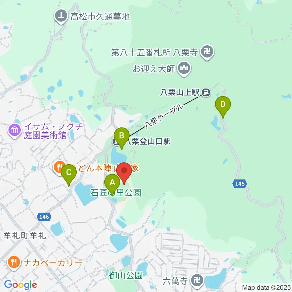高松市石の民俗資料館周辺の駐車場・コインパーキング一覧地図