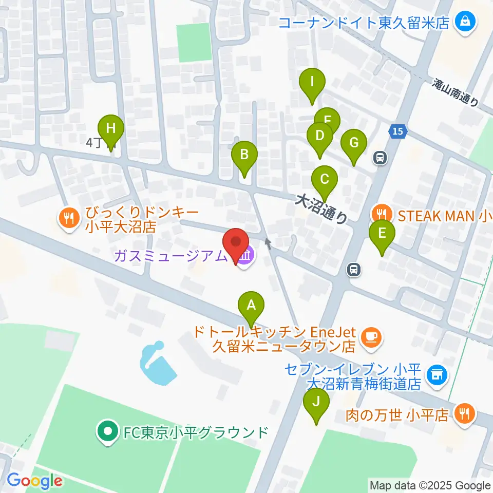 ガスミュージアム周辺の駐車場・コインパーキング一覧地図