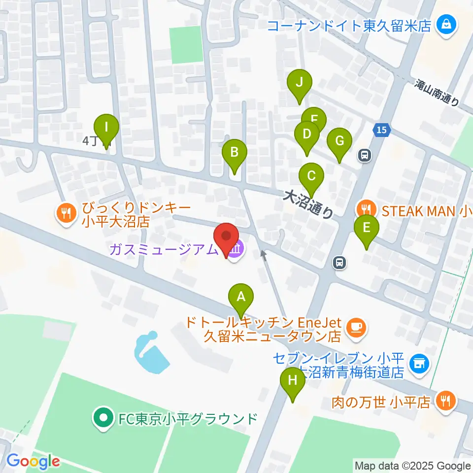 ガスミュージアム周辺の駐車場・コインパーキング一覧地図