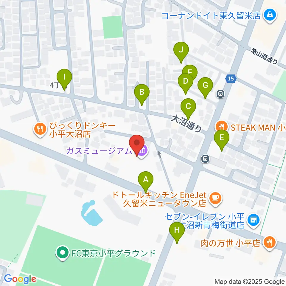 ガスミュージアム周辺の駐車場・コインパーキング一覧地図