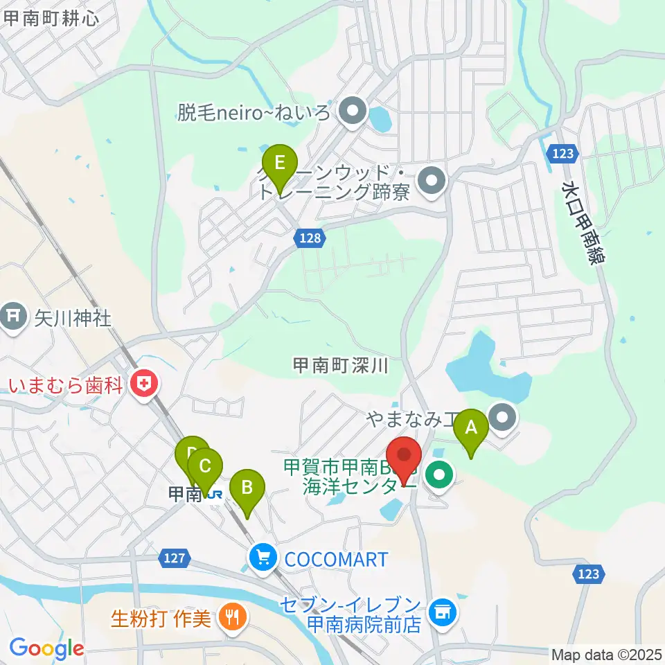 甲賀市甲南ふれあいの館周辺の駐車場・コインパーキング一覧地図