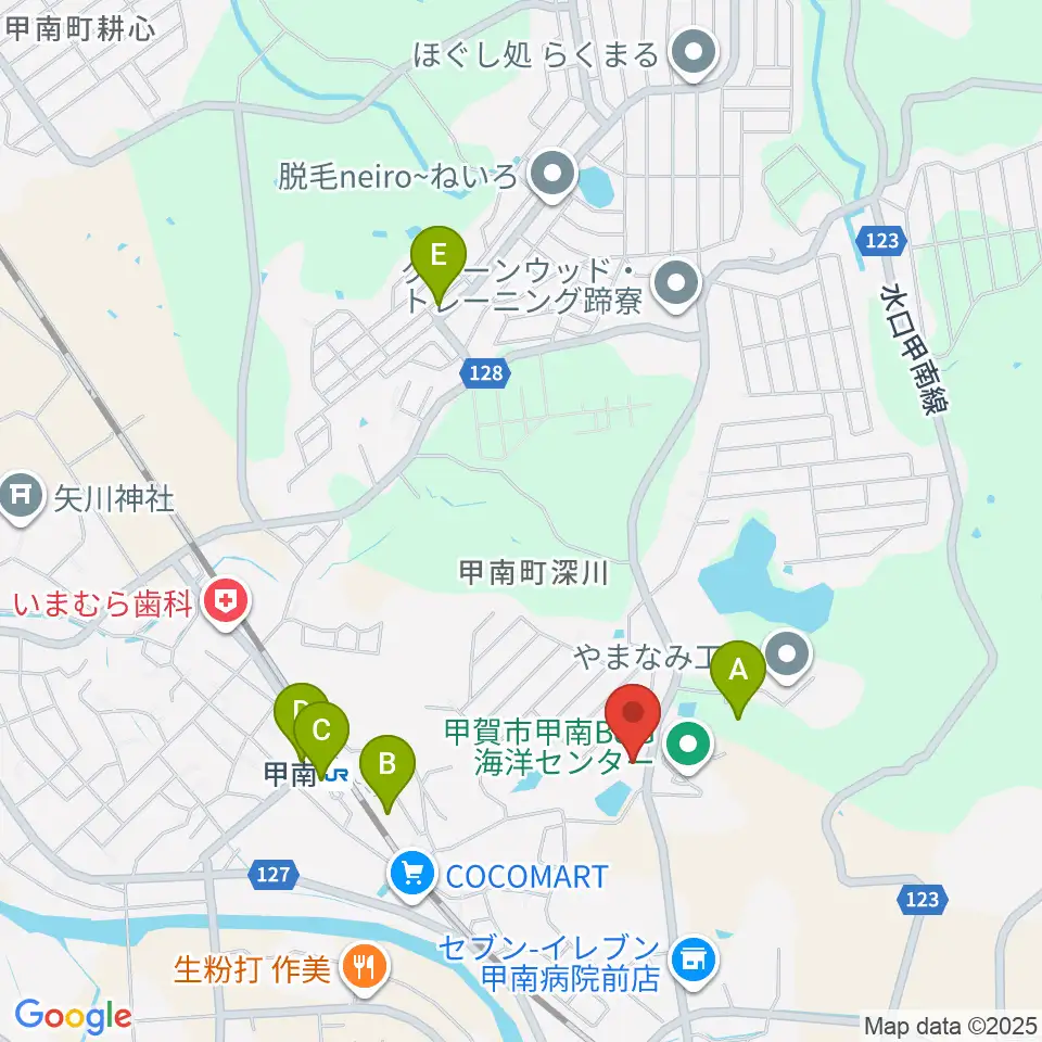 甲賀市甲南ふれあいの館周辺の駐車場・コインパーキング一覧地図