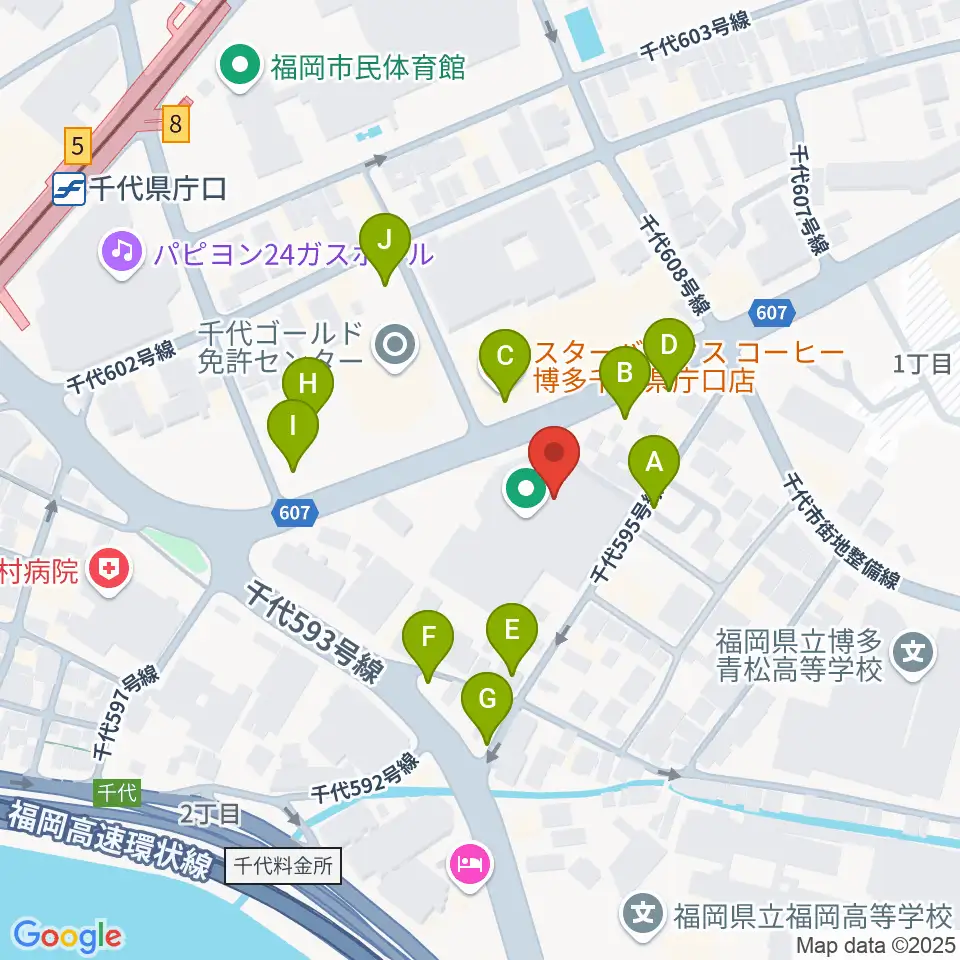 オーヴィジョンアイスアリーナ福岡周辺の駐車場・コインパーキング一覧地図