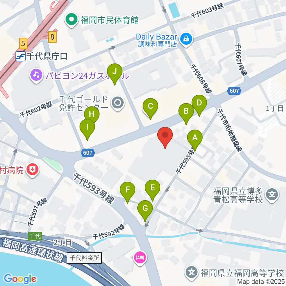 オーヴィジョンアイスアリーナ福岡周辺の駐車場・コインパーキング一覧地図