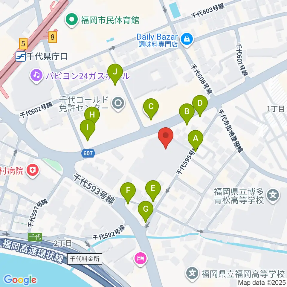 オーヴィジョンアイスアリーナ福岡周辺の駐車場・コインパーキング一覧地図