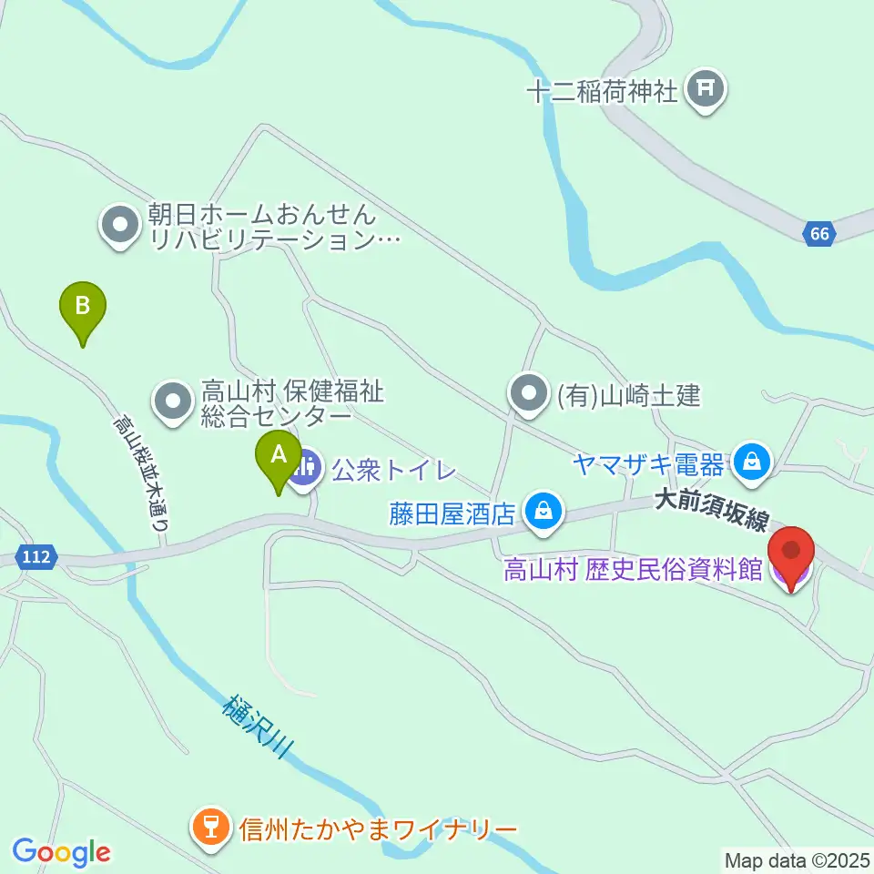 高山村歴史民俗資料館周辺の駐車場・コインパーキング一覧地図