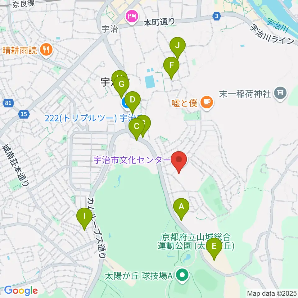 宇治市歴史資料館周辺の駐車場・コインパーキング一覧地図